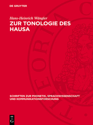 cover image of Zur Tonologie des Hausa